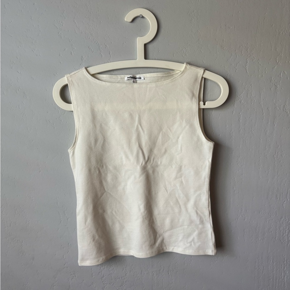 NWOT Reformation White Dusk Knit Top - Picture 5 of 7
